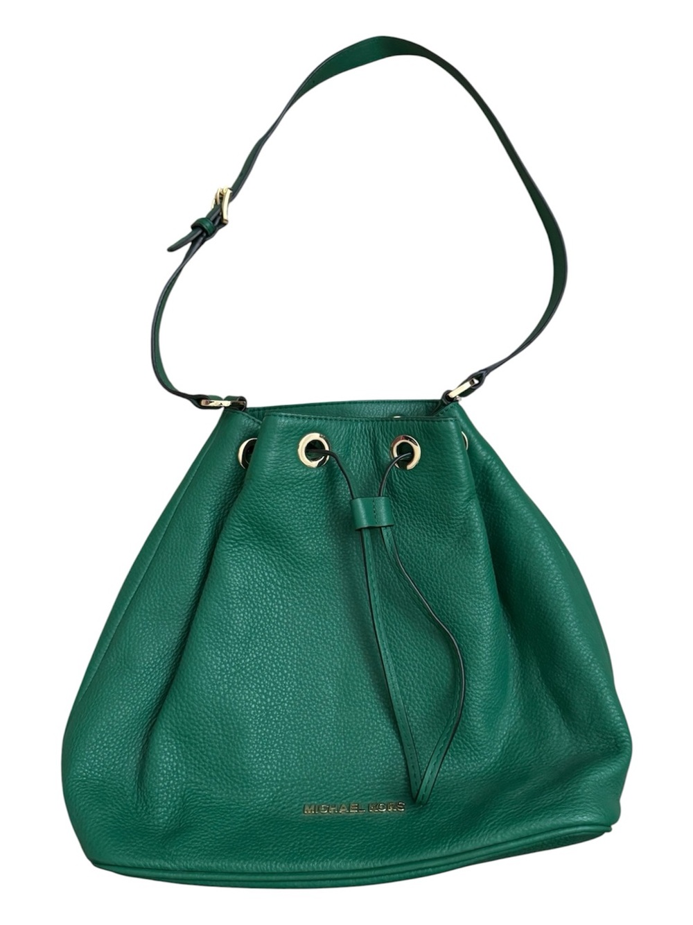 Michael Kors Green Leather Drawstring Shoulder Bag